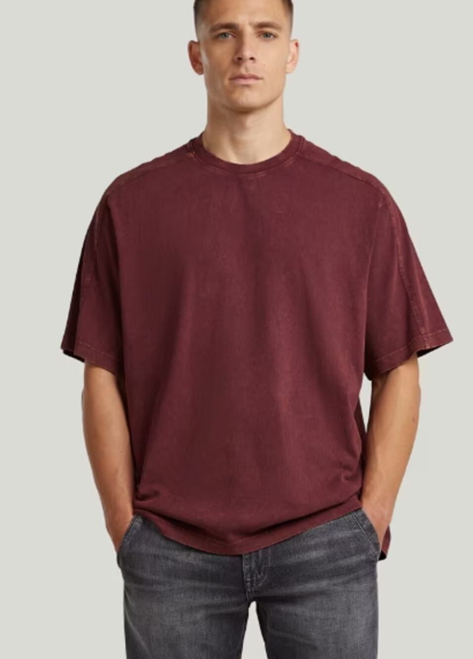 New G-Star RAW Washed Boxy T-Shirt Port Red Large Oversized Tee Size Medium